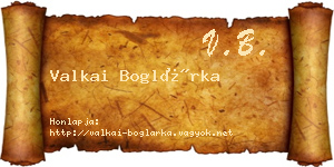 Valkai Boglárka névjegykártya